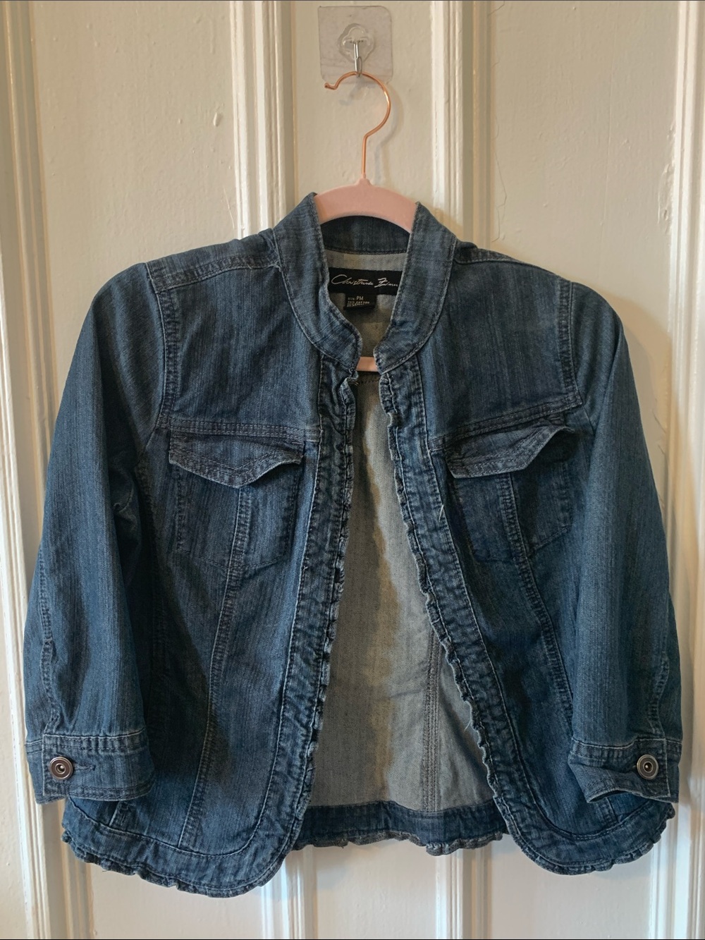 Cute Blue Ruffle-Trim Denim Jacket